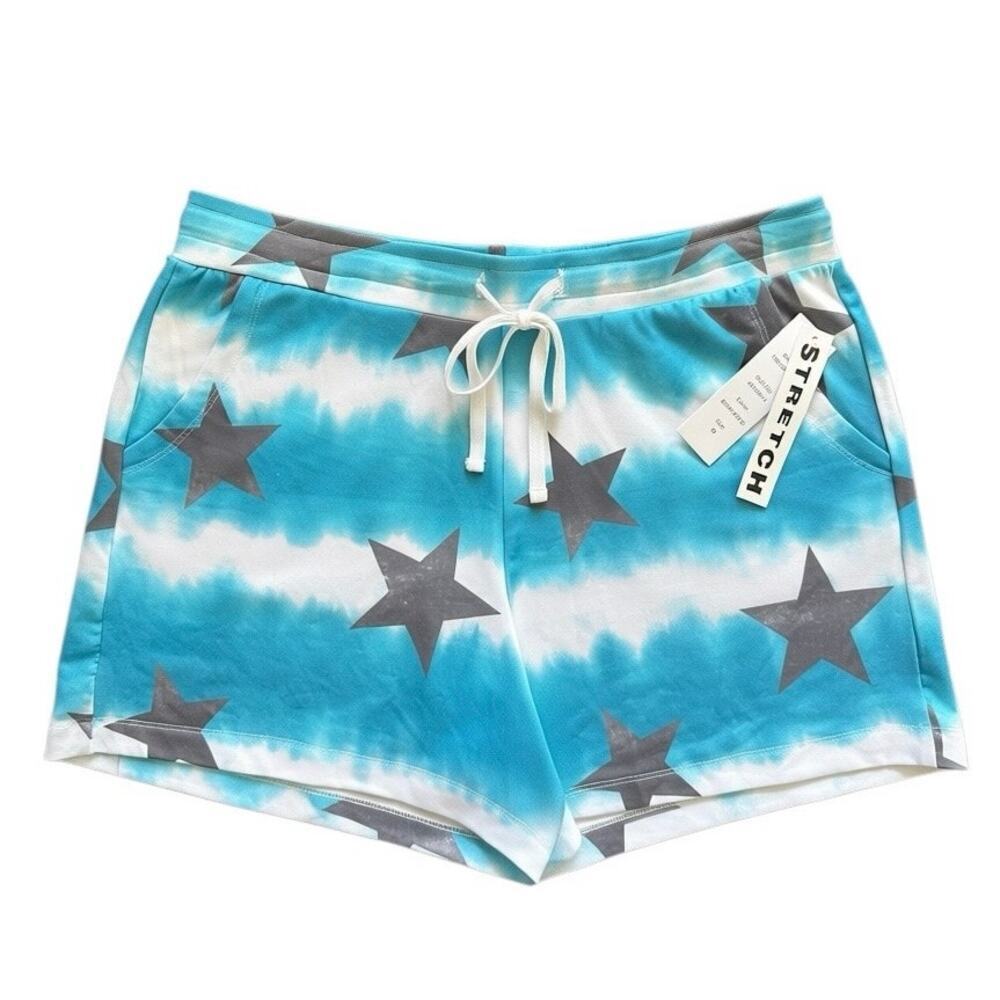 Sportelle Sz M Blue White Tie-dye Black Stars Pockets Tie Waist | NWT
